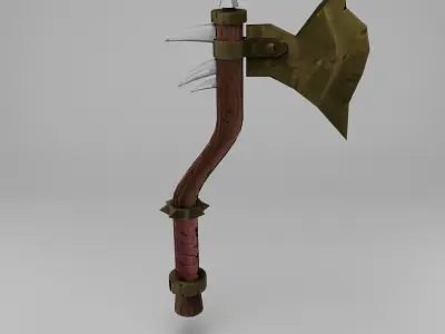 low-poly fantastic battle axe Low-poly 3D model