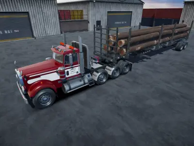 80s Log Truck unity asset Low-poly 3D model