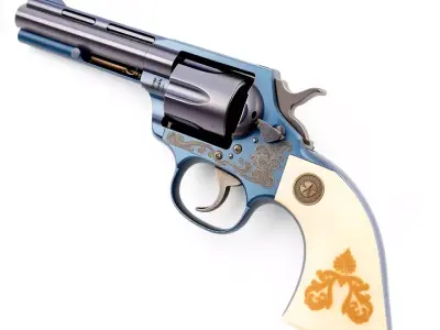 Engraved Blue Revolver model pack Low-poly 3D model