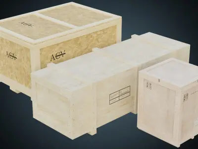 Wooden Crates 1A Low-poly 3D model