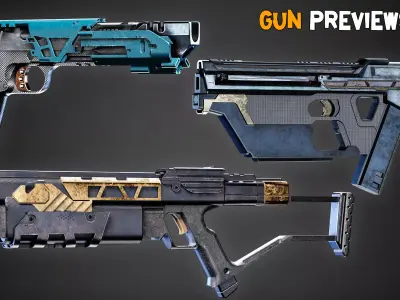 20 Game-Ready Futuristic Guns and Textures  Vol 20 Low-poly 3D model