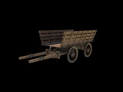  Old Wooden Cart 3D model