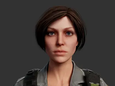 Female Soldier Low-poly 3D model