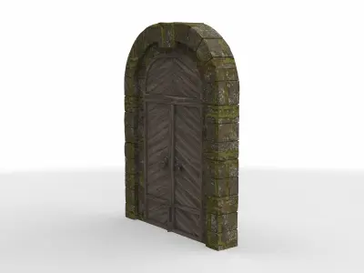medieval wooden gate 02  3D model