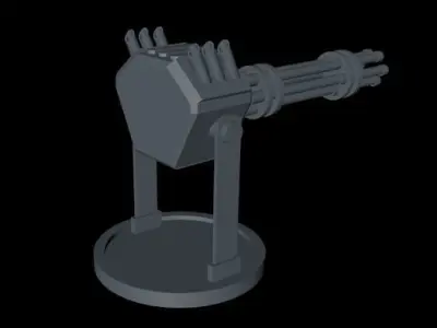 Gatling gun Low-poly 3D model