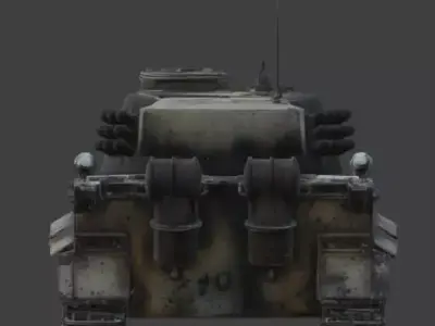 Destroyed World War II Heavy Battle Tank 3D Model V01 Low-poly 3D model