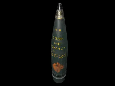 155mm artillery amunition Low-poly 3D model