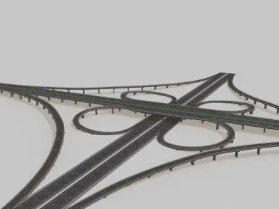 Highway Intersection Road Bridge 3D model by Boyut3d