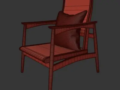 wooden arm chair 3D model