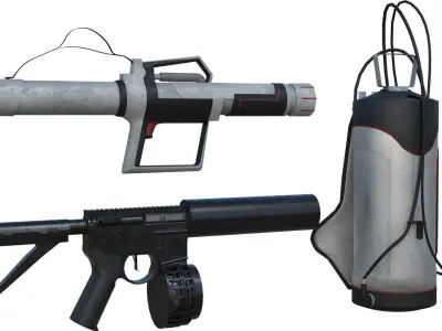 Firefighting tools Low-poly 3D model