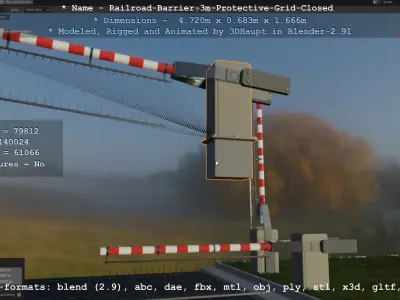 Railroad Barrier 3m High-Poly Version with Protective Grid 3D model