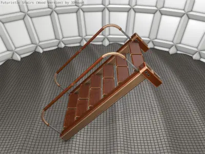 Wood Stairs Construction Element 18 Low-poly 3D model