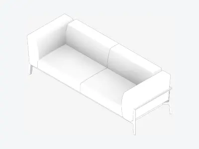 Furniture - Sofa - Contemporary - Oak - Large - Sofa Low-poly 3D model