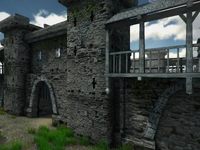 Medieval Castle Low-poly 3D model 8