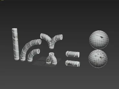 Aluminium pipes collection 3D model