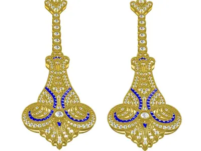 Antique Long Cocktail Earring 2 3D print model