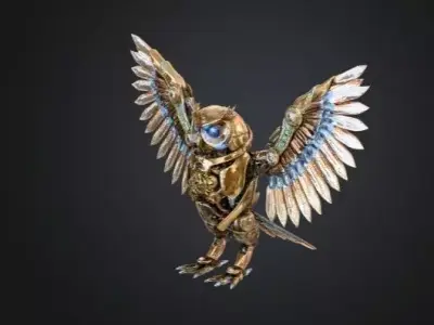 Steampunk Mechanical Owl  Clockwork Cybernetic Bird  3D 3D print model