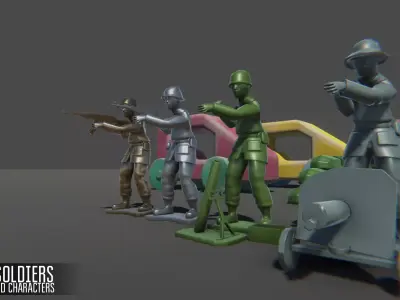 Toy Soldiers Low-poly 3D model