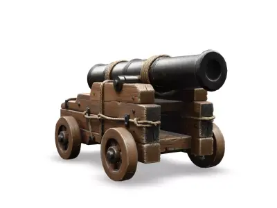 Realistic Historical Naval Cannon Low-poly 3D model