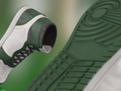 Retro Basketball High Top Footwear Green 3D model
