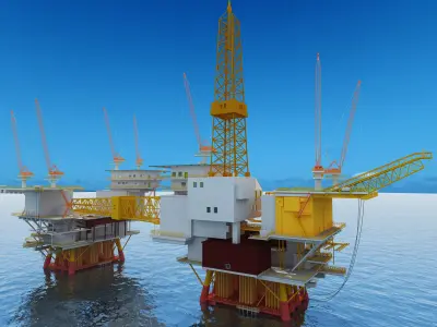 Offshore drilling platform-oil drilling 3D model