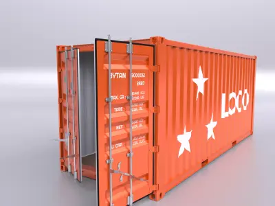 Standart Shipping Container 20ft Rigged 3D model