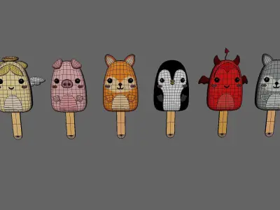 Ice Cream Pack 01 Low-poly 3D model