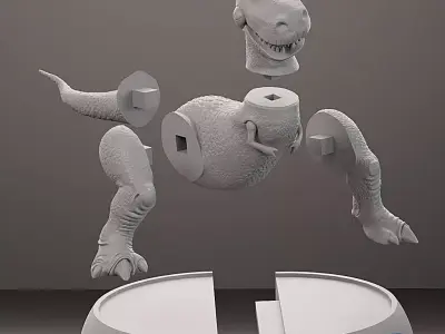 Rex Toy Story -  3D Statue Model - Multi-Part - Pre-supported 3D print model