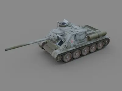 Su 100  tank destroyer  Soviet Winter camo Free 3D model