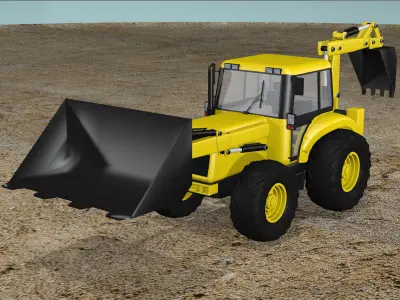 Tractor and Backhoe 3D model