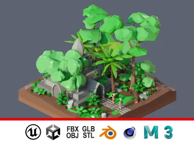 land 1A Low-poly 3D model