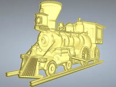 TRAIN LOCOMOTIVE 3D RELIEF CNC CARVING 3D print model