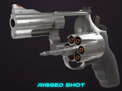 Small Revolver 06 Silver Generic All PBR Unity UE Textures Low-poly 3D model