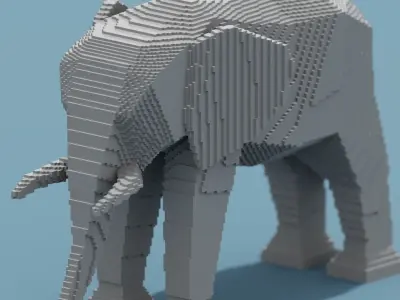 Voxel Elephant Low-poly 3D model