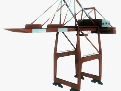 Port crane red low poly Low-poly 3D model