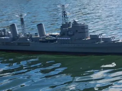 HMS Belfast 3D printed RC working model Town Class Cruiser 3D print model