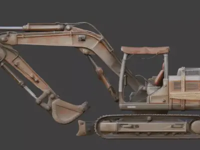 Rusted Wasteland Crawler Excavator Low-poly 3D model