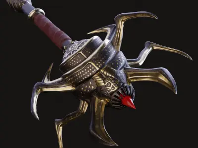 Dark Mage Staff  Low-poly 3D model