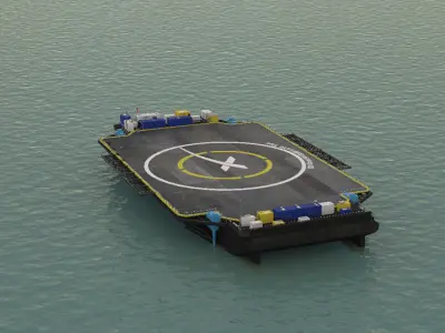 SpaceX Drone Barge Low-poly 3D model
