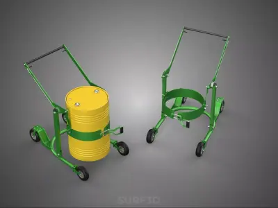 QUAD FOUR 4 WHEELS DRUM BARREL TRANSPORT TROLLEY LIFT CART DOLLY 3D model