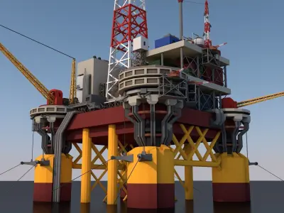 Oil Rig Platform Low-poly 3D model buy