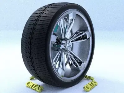 ORTAS CAR RIM 24 GAME READY RIM TIRE AND DISC 3D model