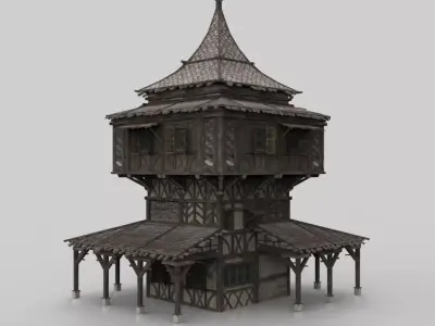 Medieval house fantasy 09  Low-poly 3D model