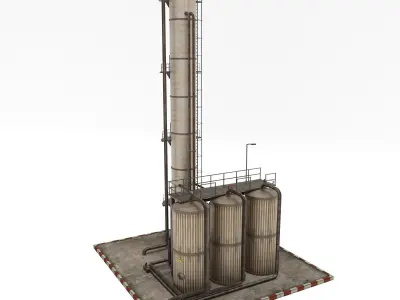 Refinery Unit  Low-poly 3D model