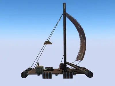 Raft -Low poly sailboat with lamp Low-poly 3D model