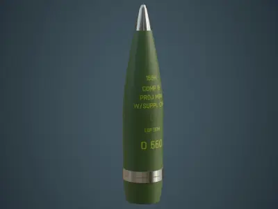 Artillery Projectile 1A Low-poly 3D model