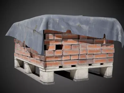 Brick Pallet Industrial Prop Low-poly 3D model