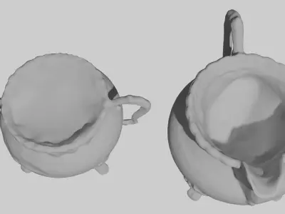 2 Rusty silverware pots  3D model