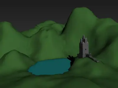 castle tower low poly Low-poly 3D model