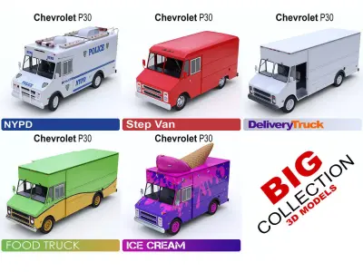 Step Vans 5 in 1 3D Model Pack